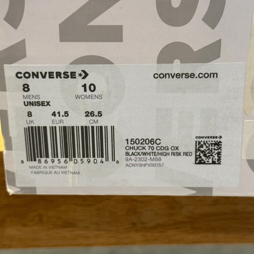Converse Chuck 70 CDG Sneakers Mens 8 Black Play Comme des Garcons Heart *FLAW - Picture 3 of 13